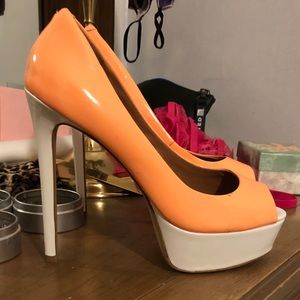 Aldo Peach Peep Toe Pumps S 8